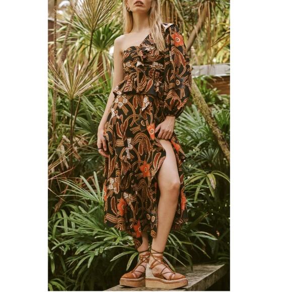 Ulla Johnson Mariam Dress Silk Midi Dress in Onyx - Picture 2 of 9